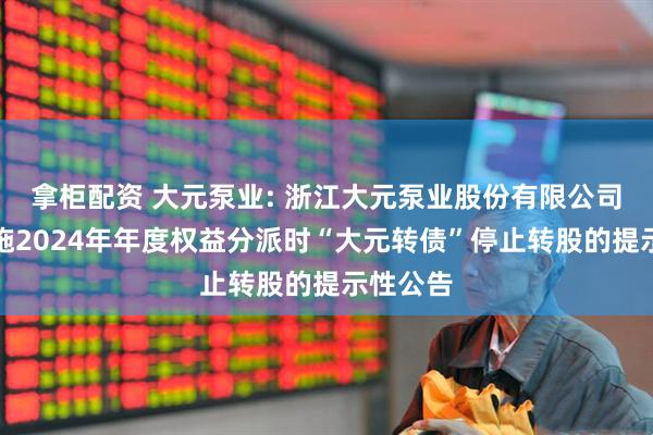 拿柜配资 大元泵业: 浙江大元泵业股份有限公司关于实施2024年年度权益分派时“大元转债”停止转股的提示性公告