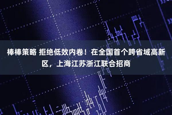 棒棒策略 拒绝低效内卷！在全国首个跨省域高新区，上海江苏浙江联合招商